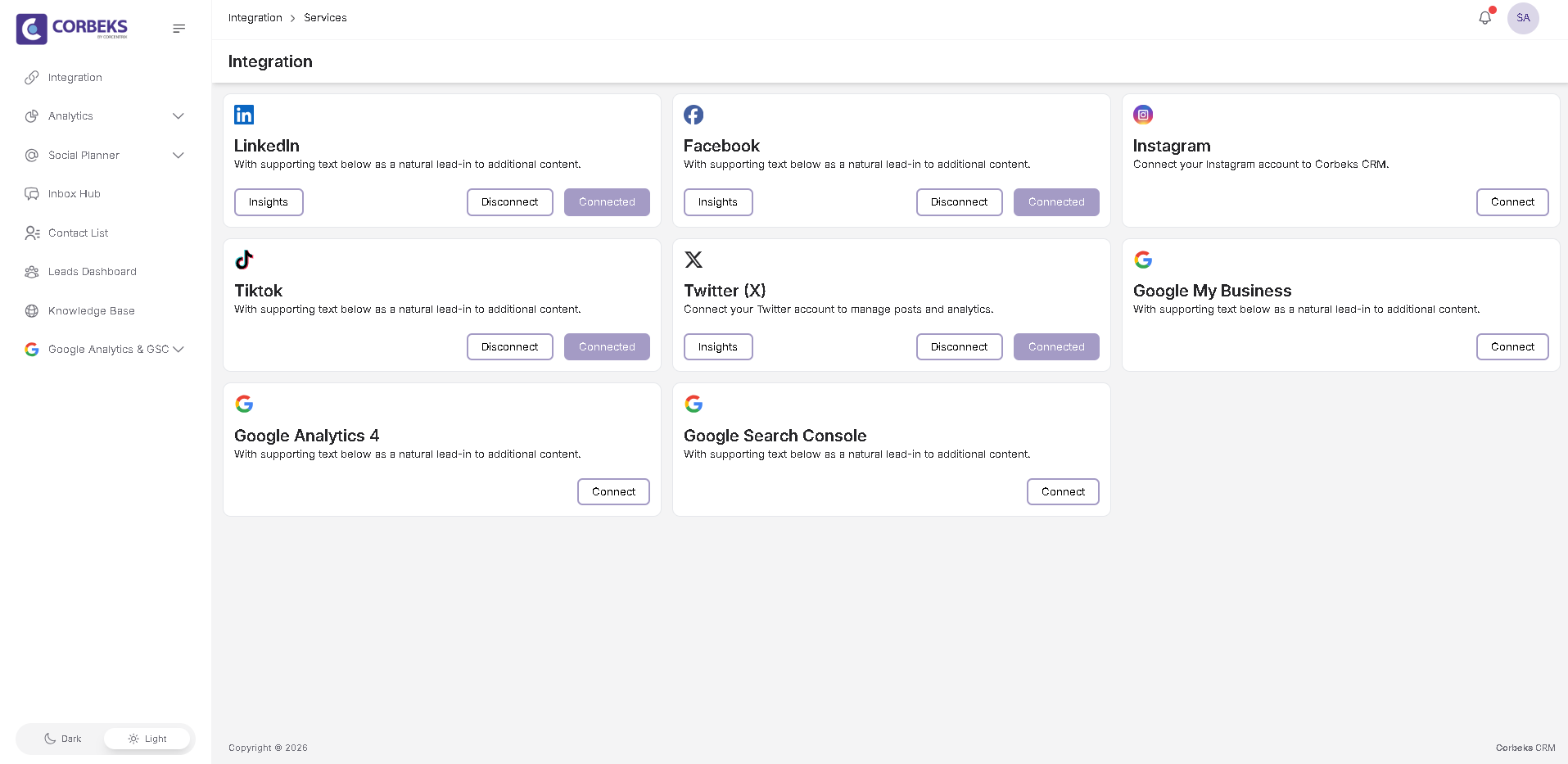 Corbeks - Social Media Management Platform